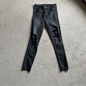Abercrombie Simone High Rise Black Ripped Super Skinny Jeans Sz 29